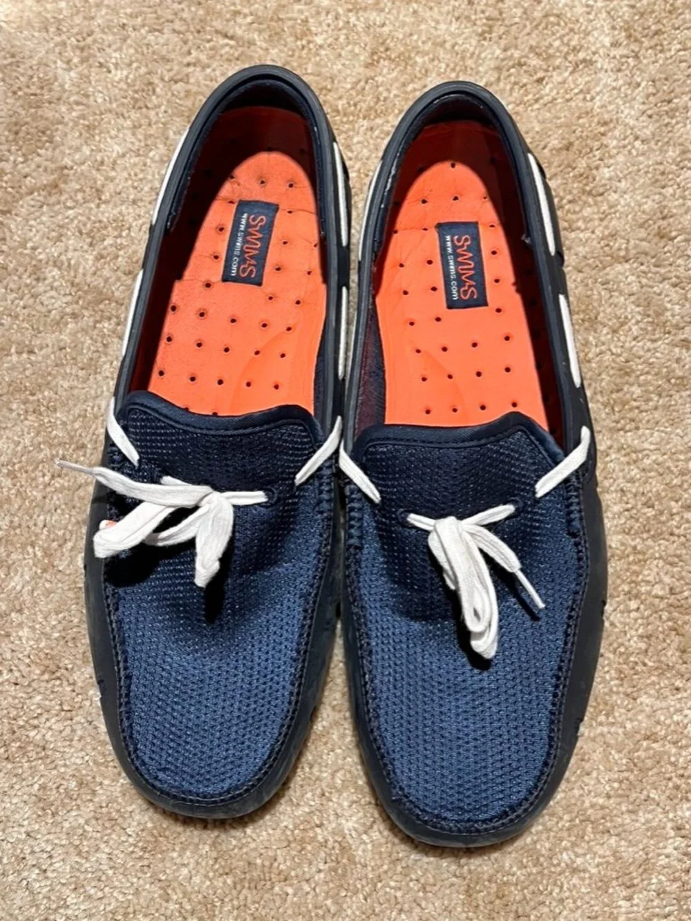 SWIMS Braided Lace Loafers Navy/White SIZE 8